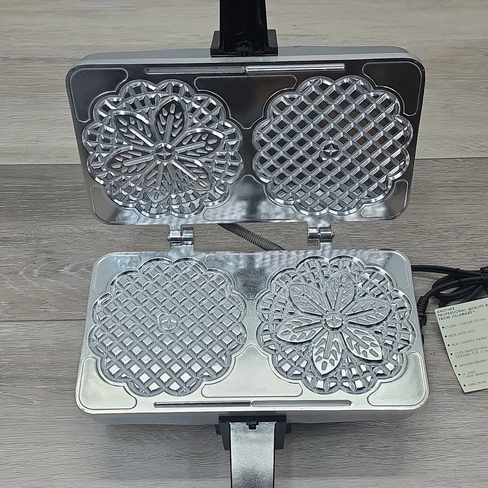 NWT Vintage VillaWare Prego Pizzelle Baker Belgian Waffle Maker Series II 3600
